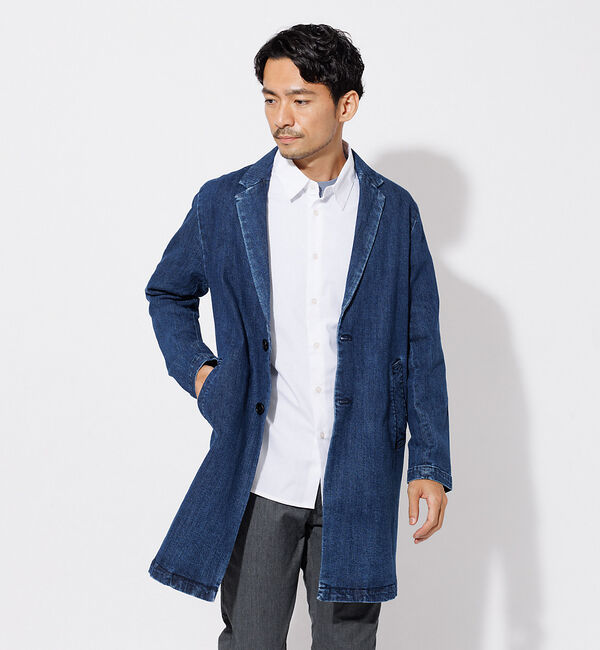 ABAHOUSE「【セットアップ対応】ストレッチ デニム チェスターコート」|その他|ブルー