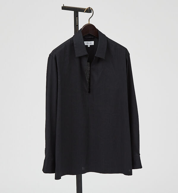 ABAHOUSE「【リネンブレンド】スキッパー プルオーバーシャツ」|シャツ・ブラウス|ブラック