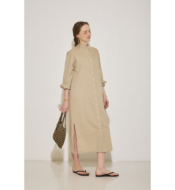 Rouge vif「麻混長袖シャツワンピース」|ワンピース|