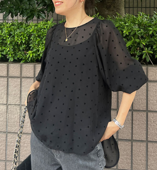 Rouge vif「ハートフロッキーシアーブラウス」|シャツ・ブラウス|