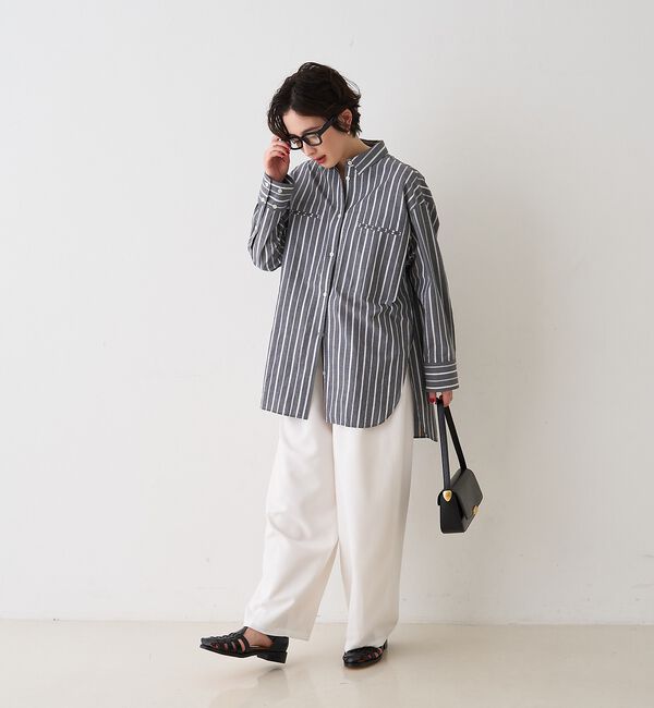 Rouge vif「胸ポケットコットン ルーズフィットストライプシャツ」|シャツ・ブラウス|
