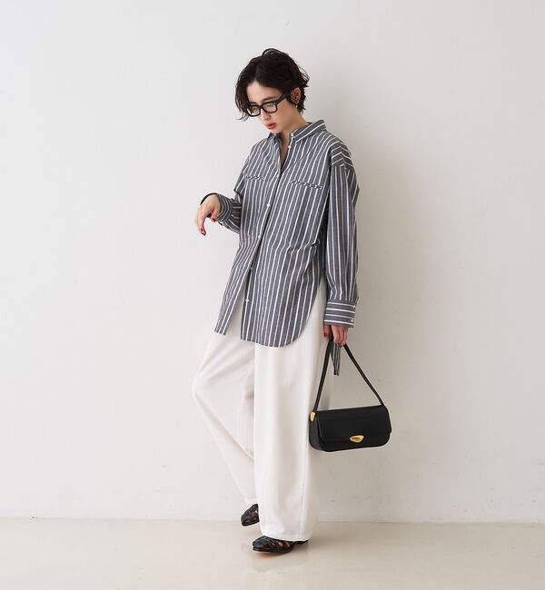 Rouge vif「胸ポケットコットン ルーズフィットストライプシャツ」|シャツ・ブラウス|