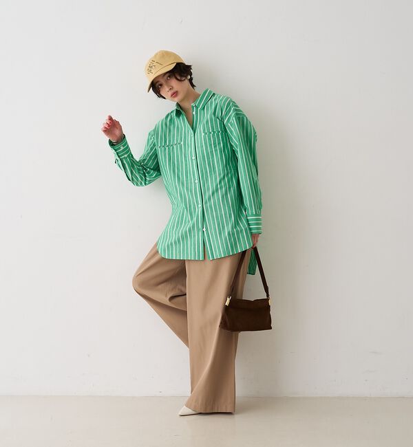 Rouge vif「胸ポケットコットン ルーズフィットストライプシャツ」|シャツ・ブラウス|