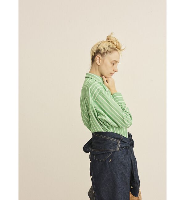 Rouge vif「胸ポケットコットン ルーズフィットストライプシャツ」|シャツ・ブラウス|