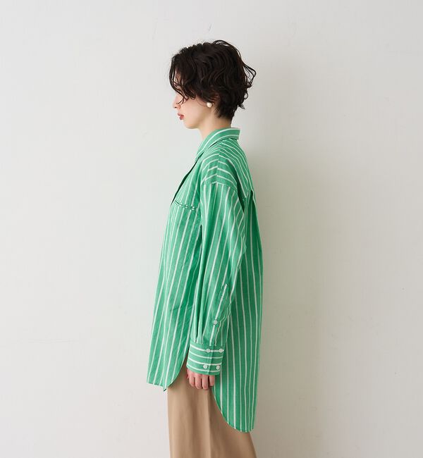 Rouge vif「胸ポケットコットン ルーズフィットストライプシャツ」|シャツ・ブラウス|