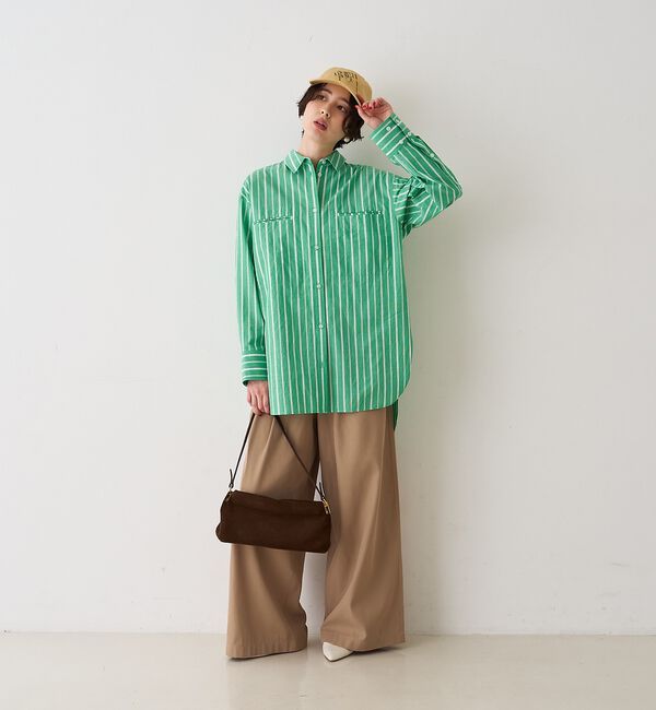 Rouge vif「胸ポケットコットン ルーズフィットストライプシャツ」|シャツ・ブラウス|