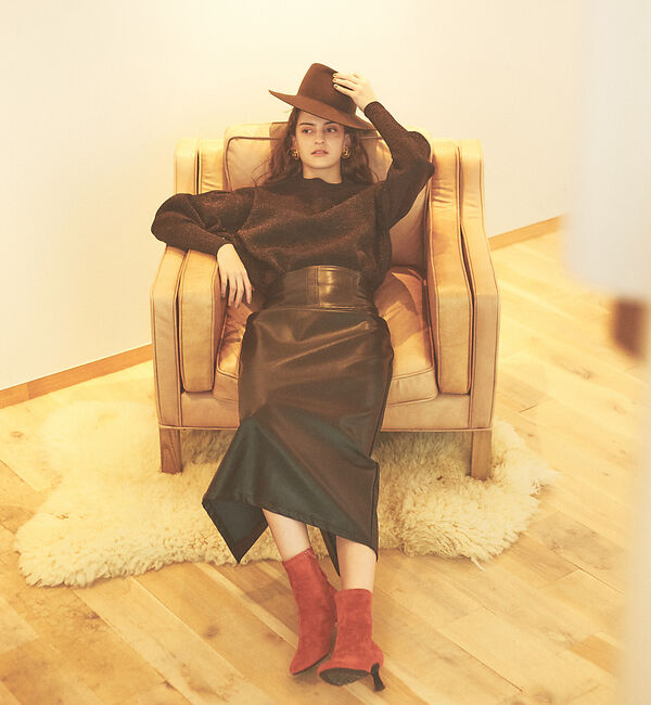 AU BANNISTER「【スノーソール】オブリークトゥショートブーツ」|ショートブーツ|