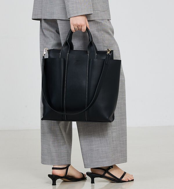 LOWELL things「Ordi/ダブルポケット2WAYトートL」|トートバッグ|ブラック