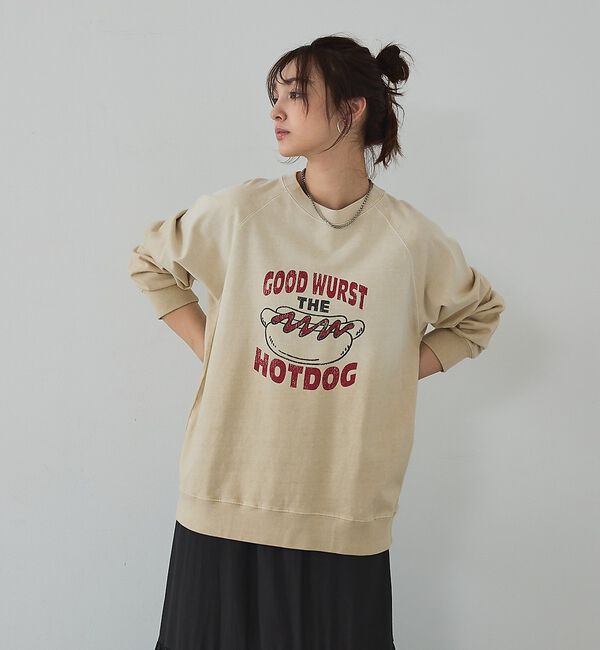 abahouse mavie「ラグランプリントプルオーバー」|Tシャツ・カットソー|ベージュ