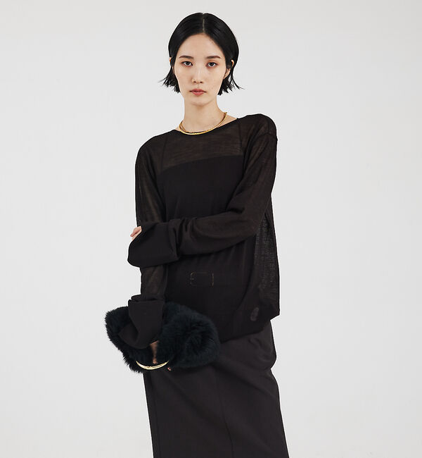 The Store by C' 「【COCUCA】2WAYシアーニットプルオーバー」|ニット・セーター|ブラウン