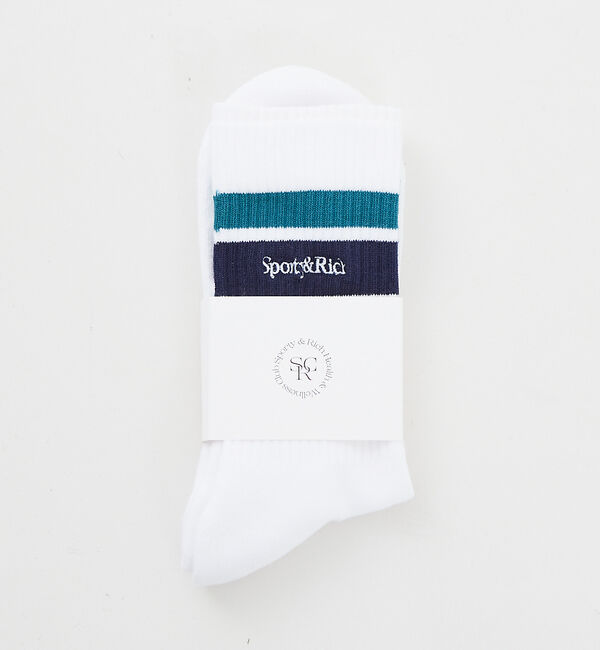 The Store by C' 「【Sporty&Rich】Serif Logo Striped Socks／ロゴ」|ソックス|グリーン