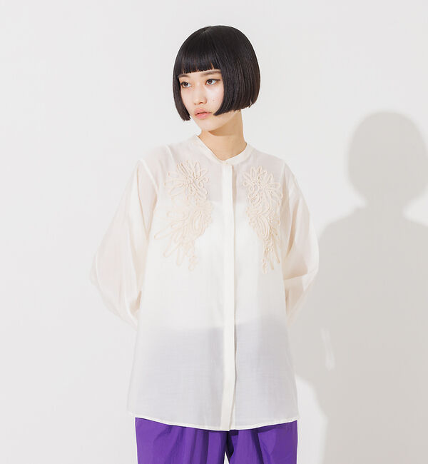 NOMINE「【WEB限定商品】シフォン刺繍ブラウス」|シャツ・ブラウス|オフホワイト
