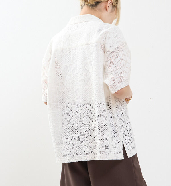 SOFFITTO「【A_/エース】オープンカラーレースシャツ」|シャツ・ブラウス|
