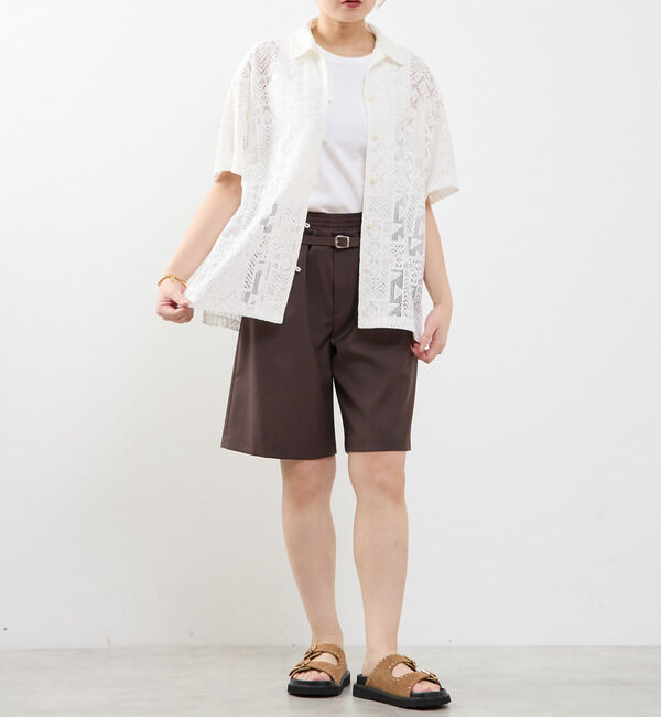 SOFFITTO「【A_/エース】オープンカラーレースシャツ」|シャツ・ブラウス|