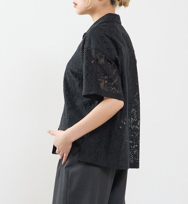 SOFFITTO「【A_/エース】オープンカラーレースシャツ」|シャツ・ブラウス|