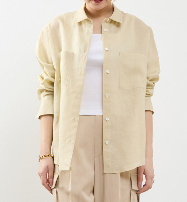 SOFFITTO「リネンビッグシルエット2WAYリネンシャツ」|シャツ・ブラウス|イエローベージュ