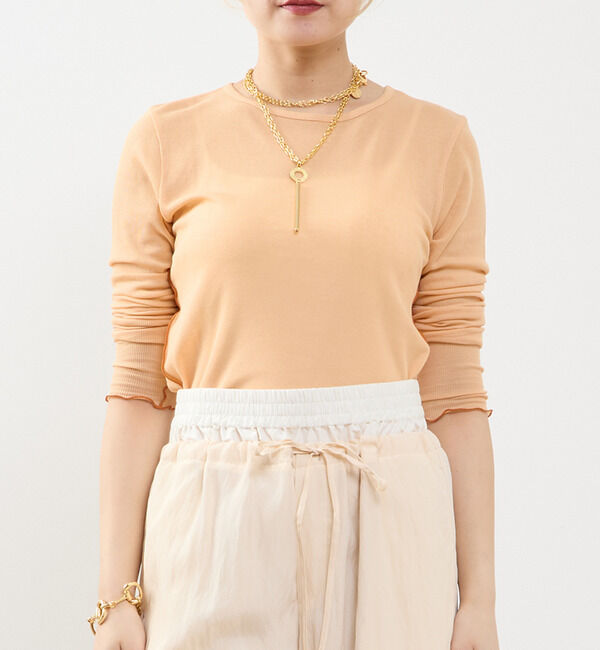 SOFFITTO「【A_/エース】シアーリブソフトテレコプルオーバー」|Tシャツ・カットソー|オレンジ