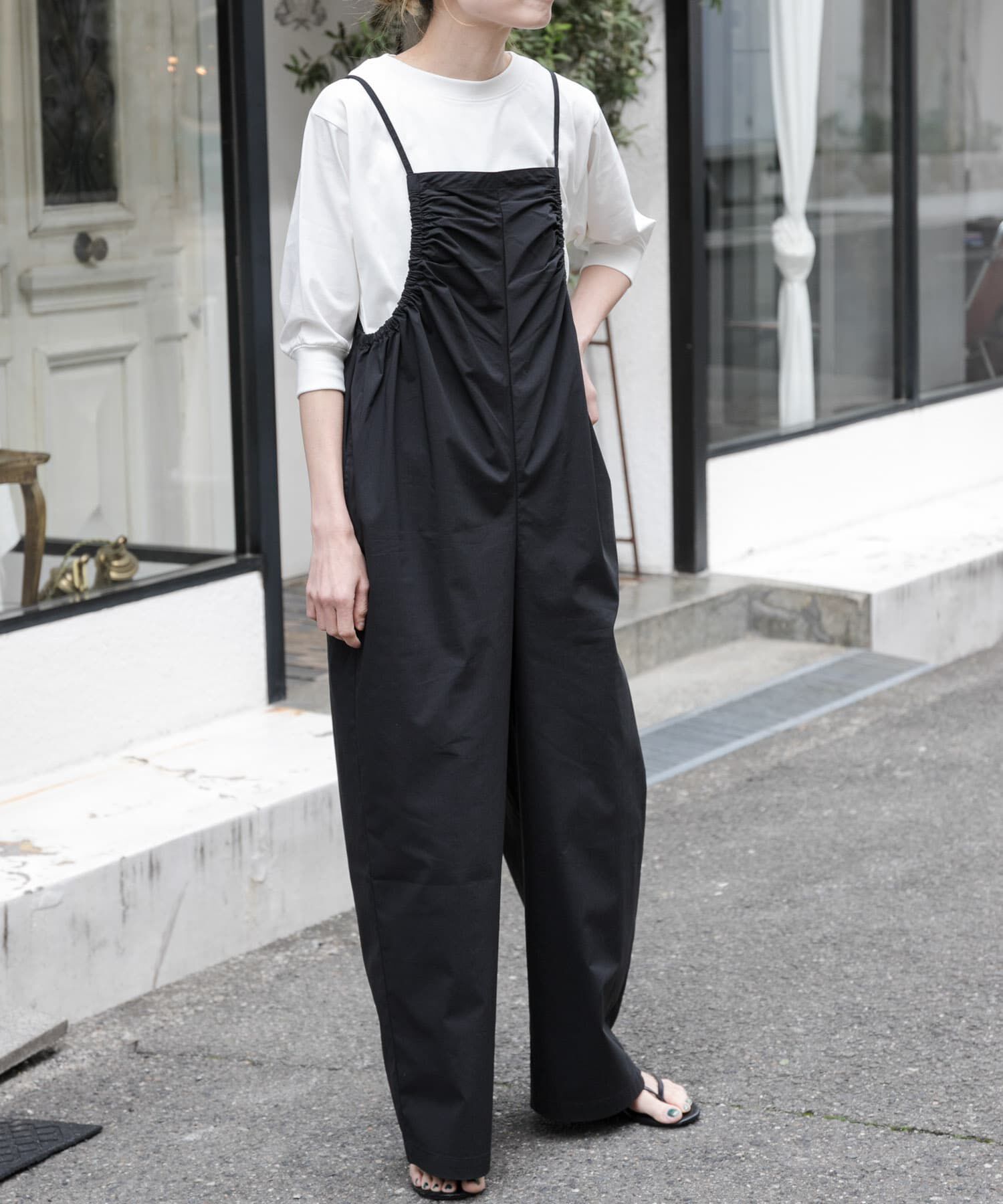 URBAN RESEARCH DOORS「FORK&SPOON　サイドギャザーサロペット」|スカート|