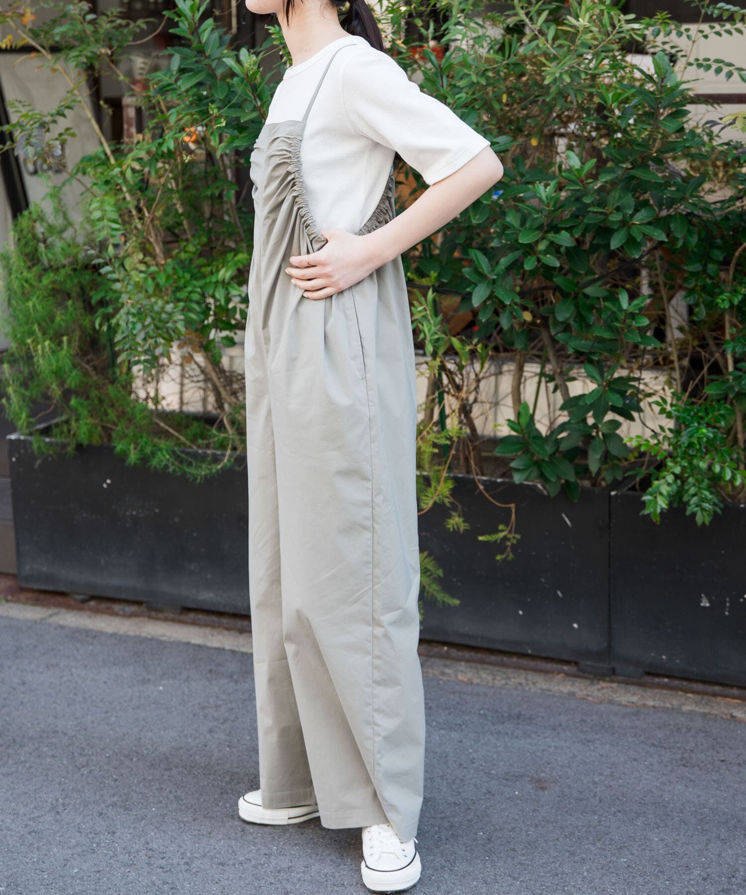 URBAN RESEARCH DOORS「FORK&SPOON　サイドギャザーサロペット」|スカート|