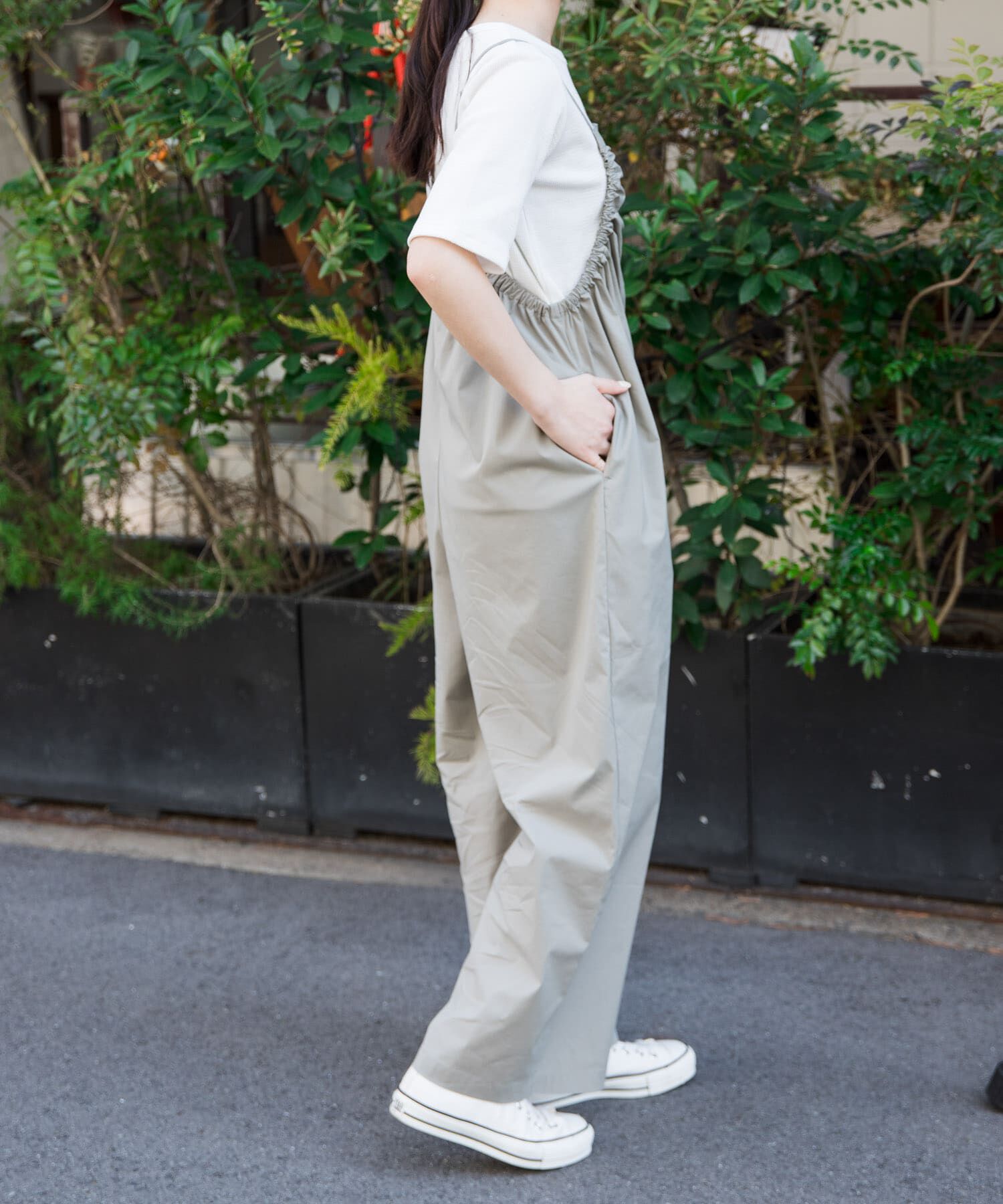 URBAN RESEARCH DOORS「FORK&SPOON　サイドギャザーサロペット」|スカート|