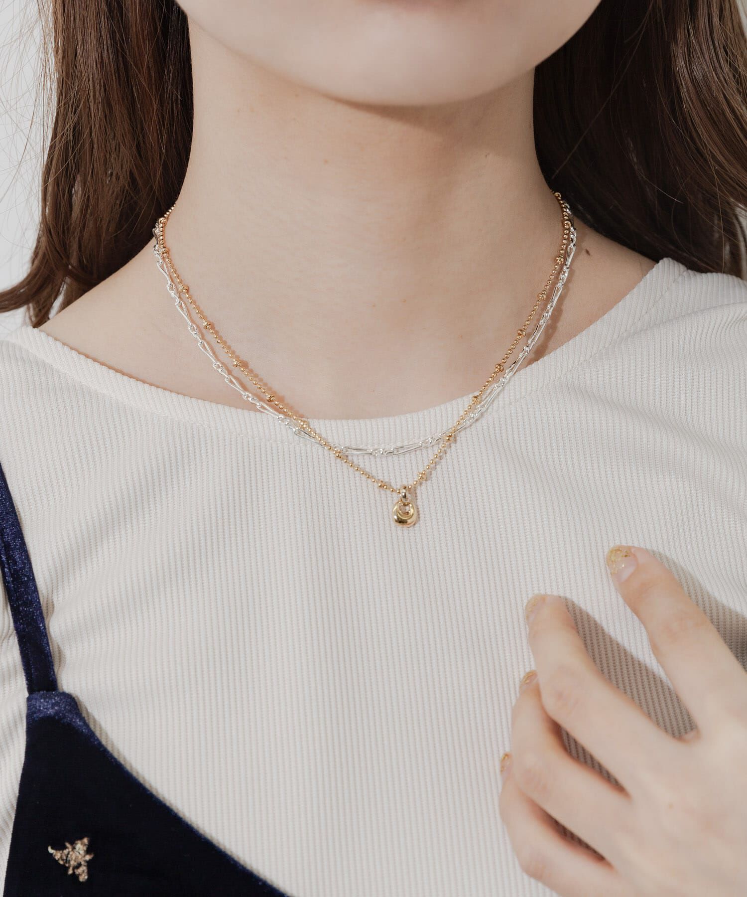 SMELLY「メタルチャームコンビメッキ2セットネックレス」|ネックレス|