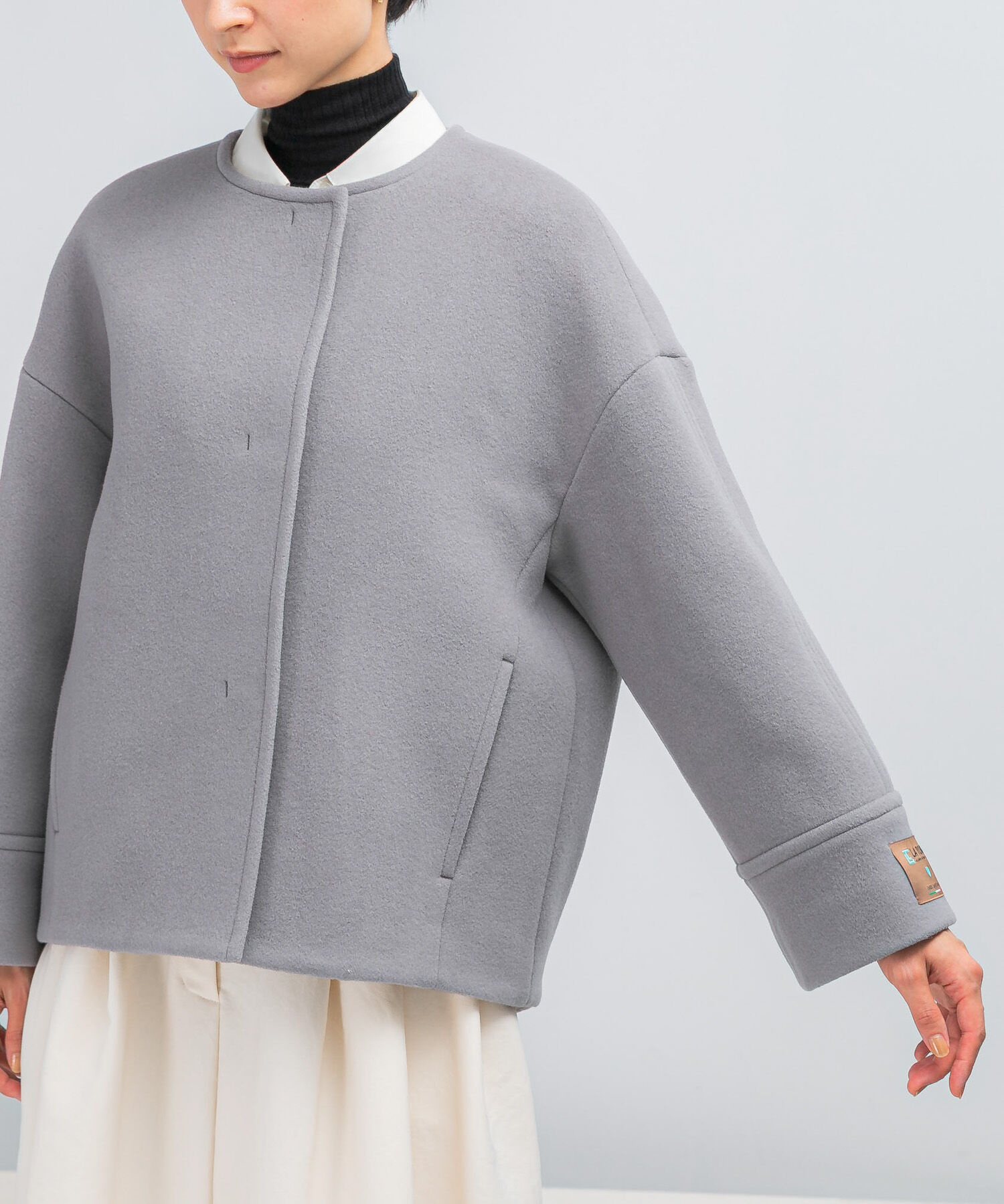 URBAN RESEARCH ROSSO「LA TORREショートノーカラーコート」|ノーカラーコート|