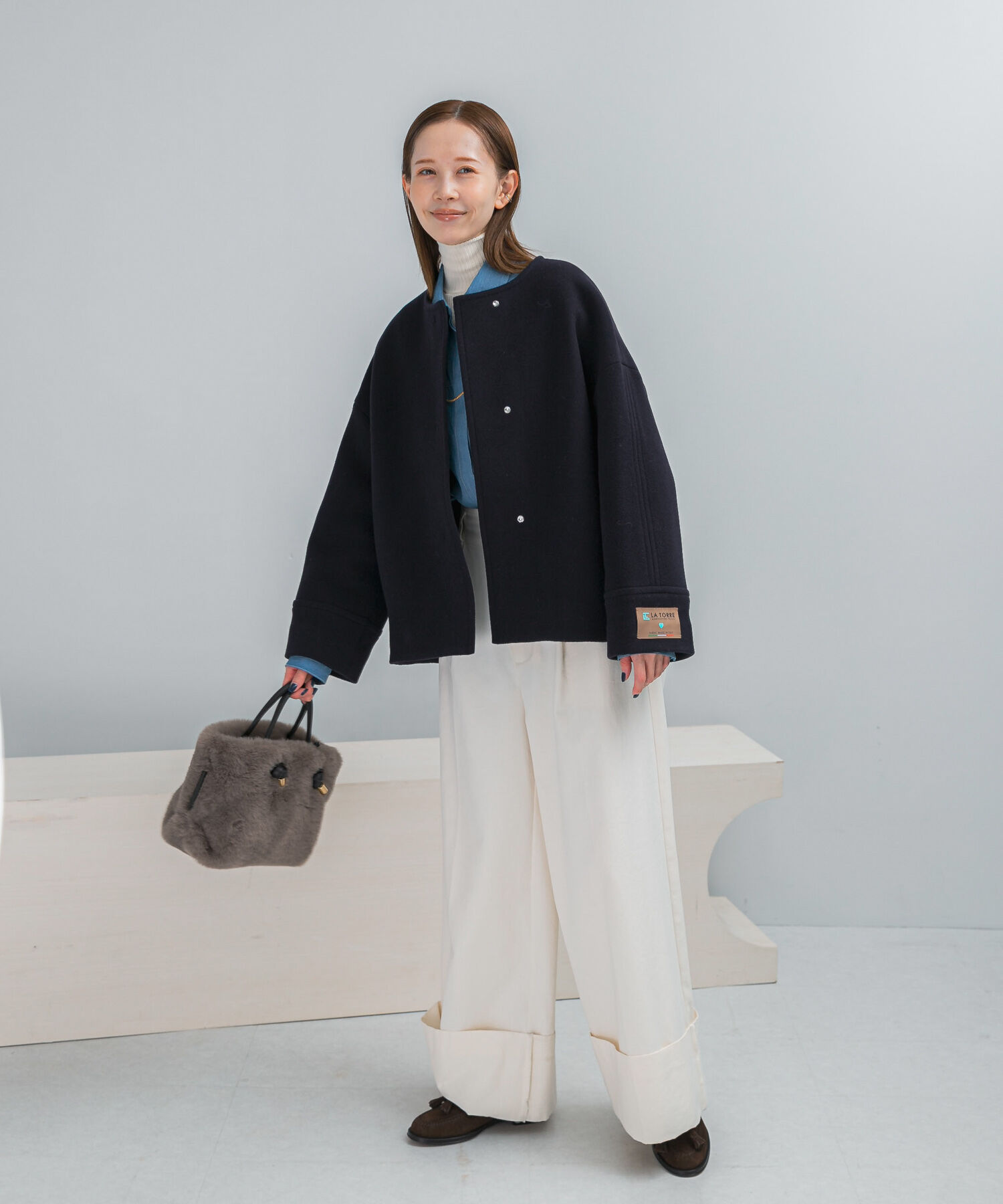 URBAN RESEARCH ROSSO「LA TORREショートノーカラーコート」|ノーカラーコート|