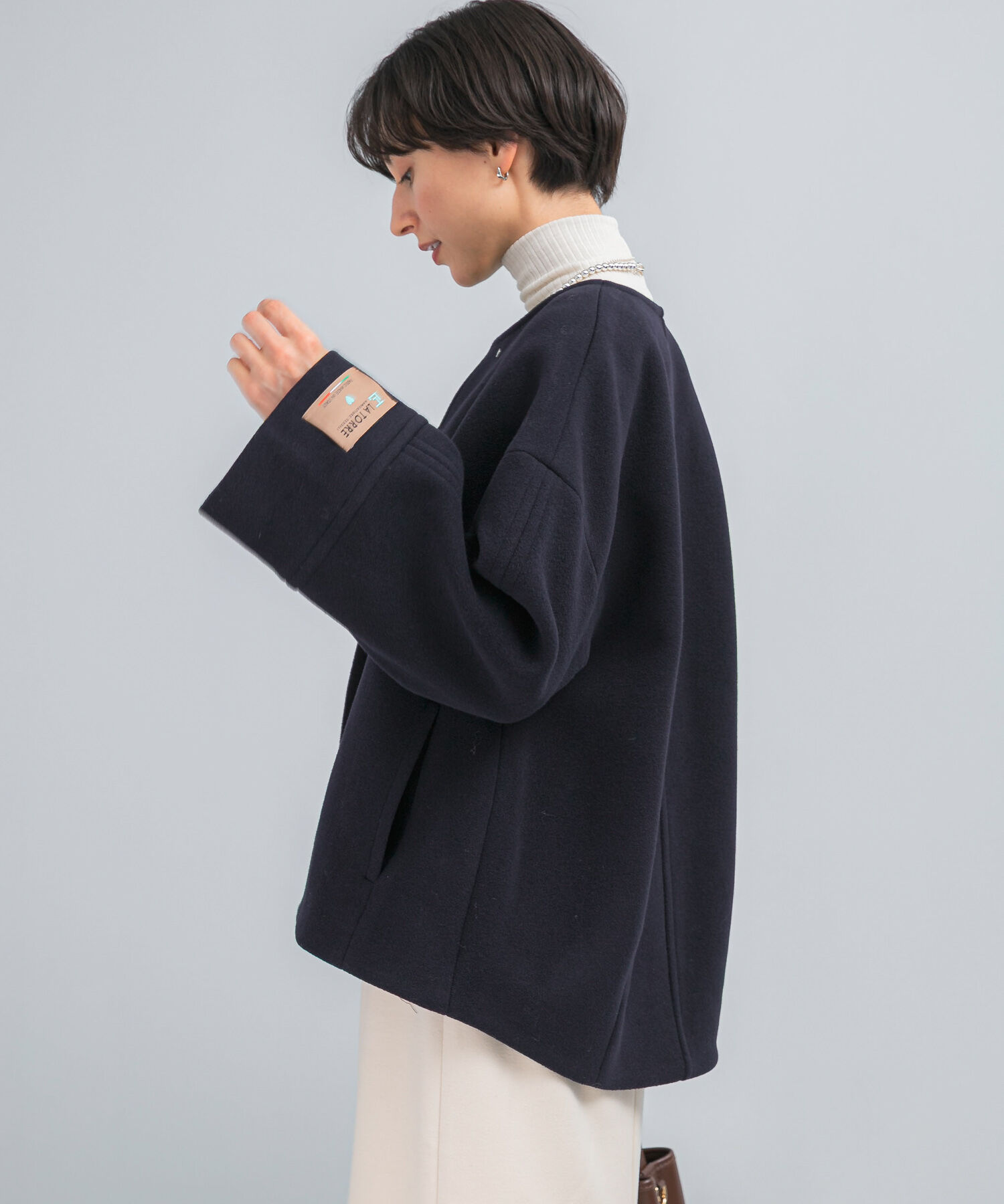 URBAN RESEARCH ROSSO「LA TORREショートノーカラーコート」|ノーカラーコート|