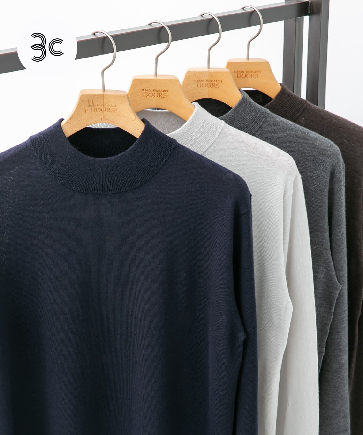 URBAN RESEARCH DOORS「LIFE STYLE TAILOR　マシンウォッシャブルハイゲージモックニット」|シャツ・ブラウス|ネイビー