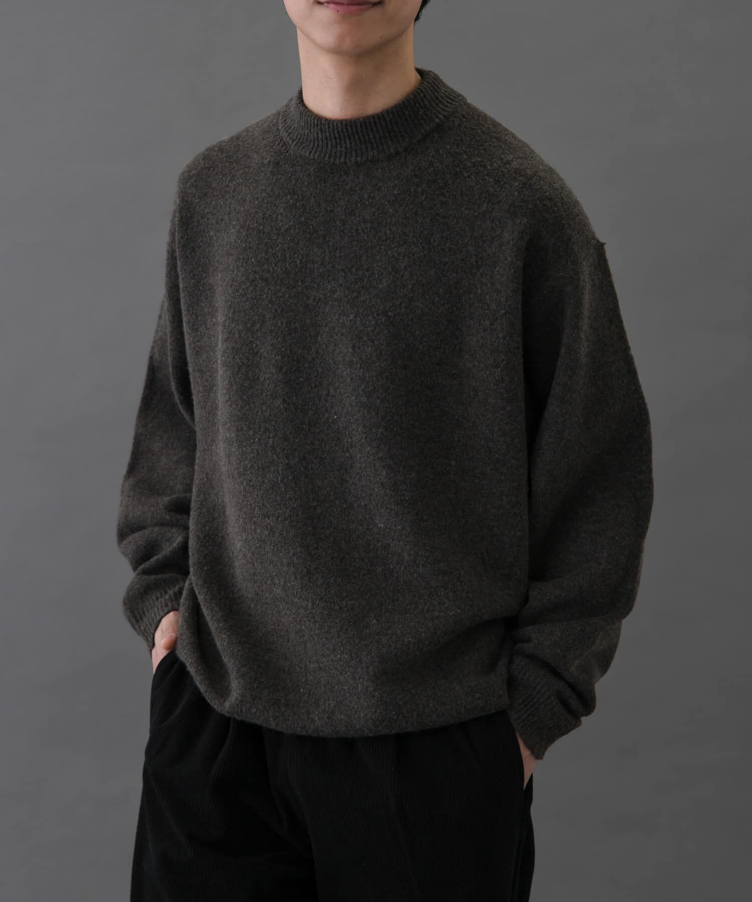 URBAN RESEARCH DOORS「FORK&SPOON　Ricotta モックネックニット」|ニット・セーター|ブラウン