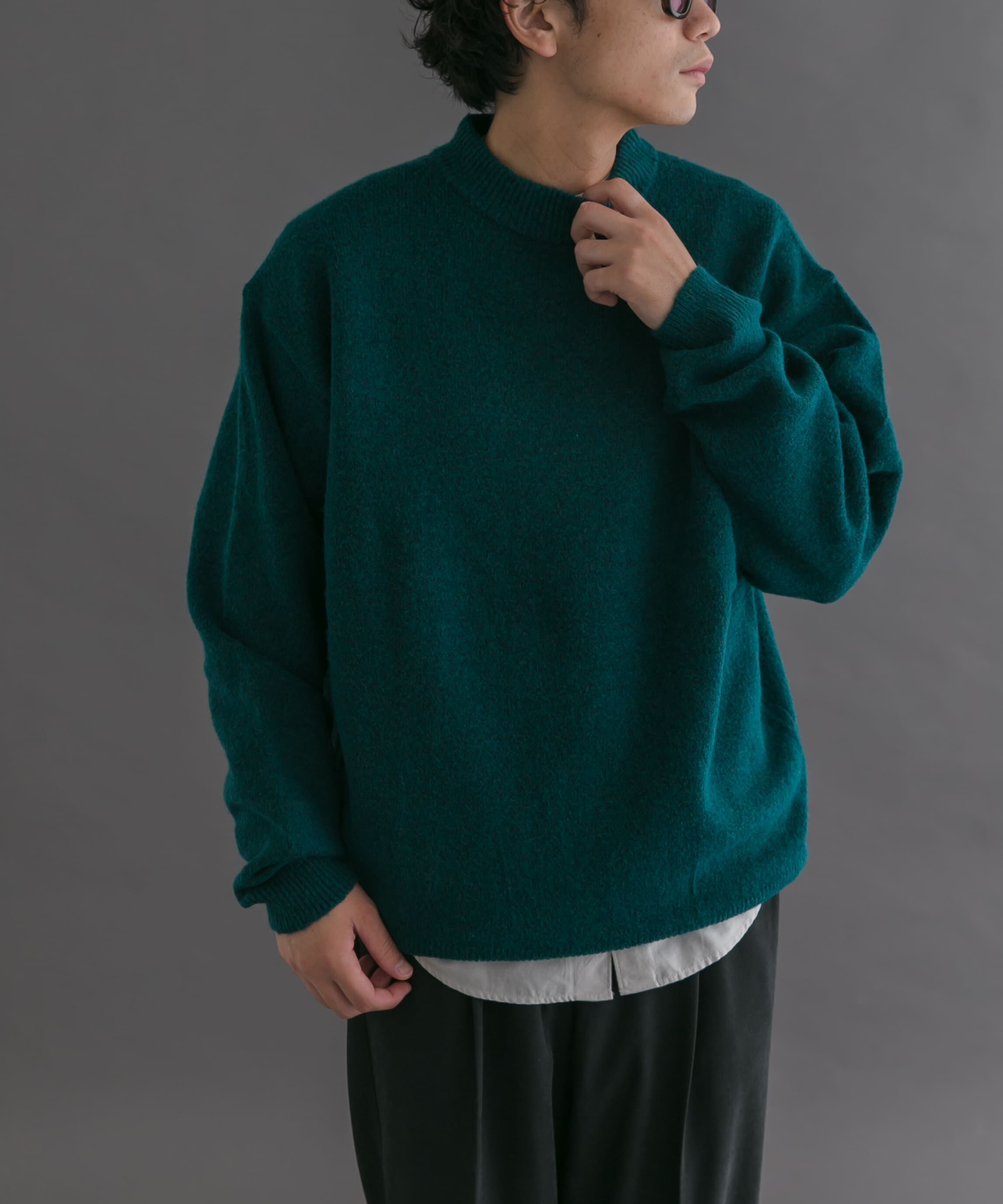 URBAN RESEARCH DOORS「FORK&SPOON　Ricotta モックネックニット」|ニット・セーター|グリーン