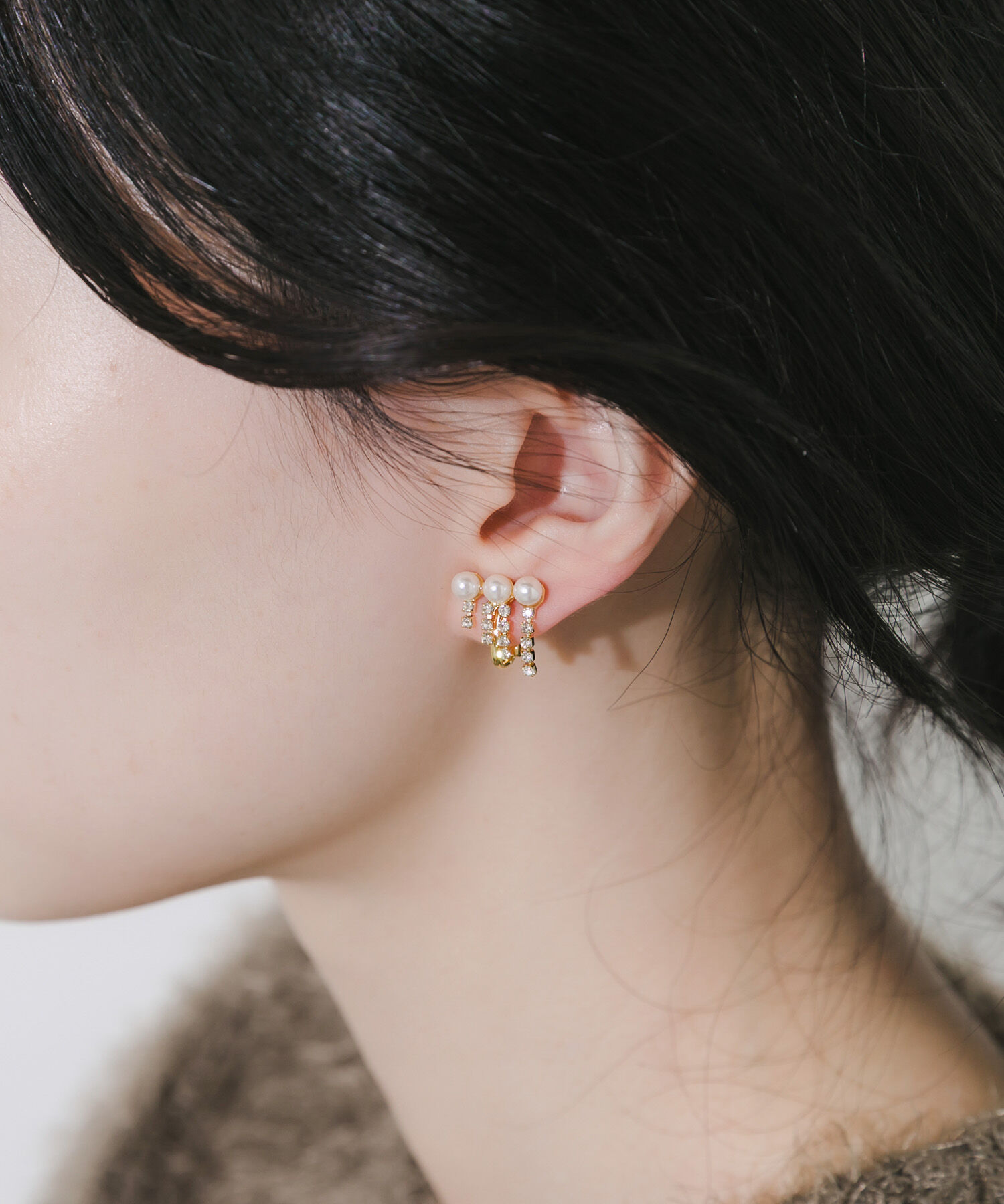 SMELLY「パールビジューフリンジイヤリング」|イヤリング|