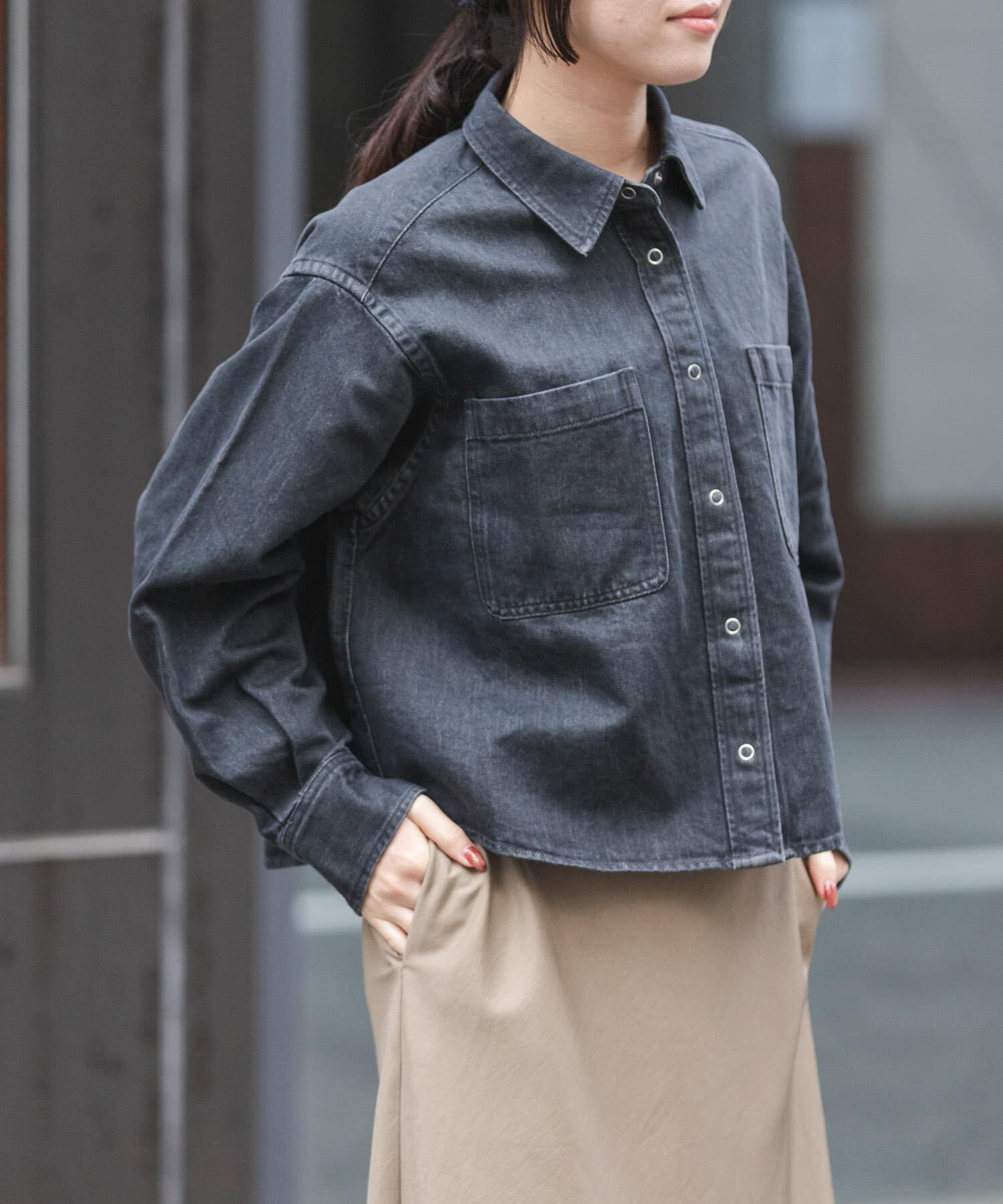 URBAN RESEARCH DOORS「FORK&SPOON　ペーパーブレンドデニムシャツ」|シャツ・ブラウス|