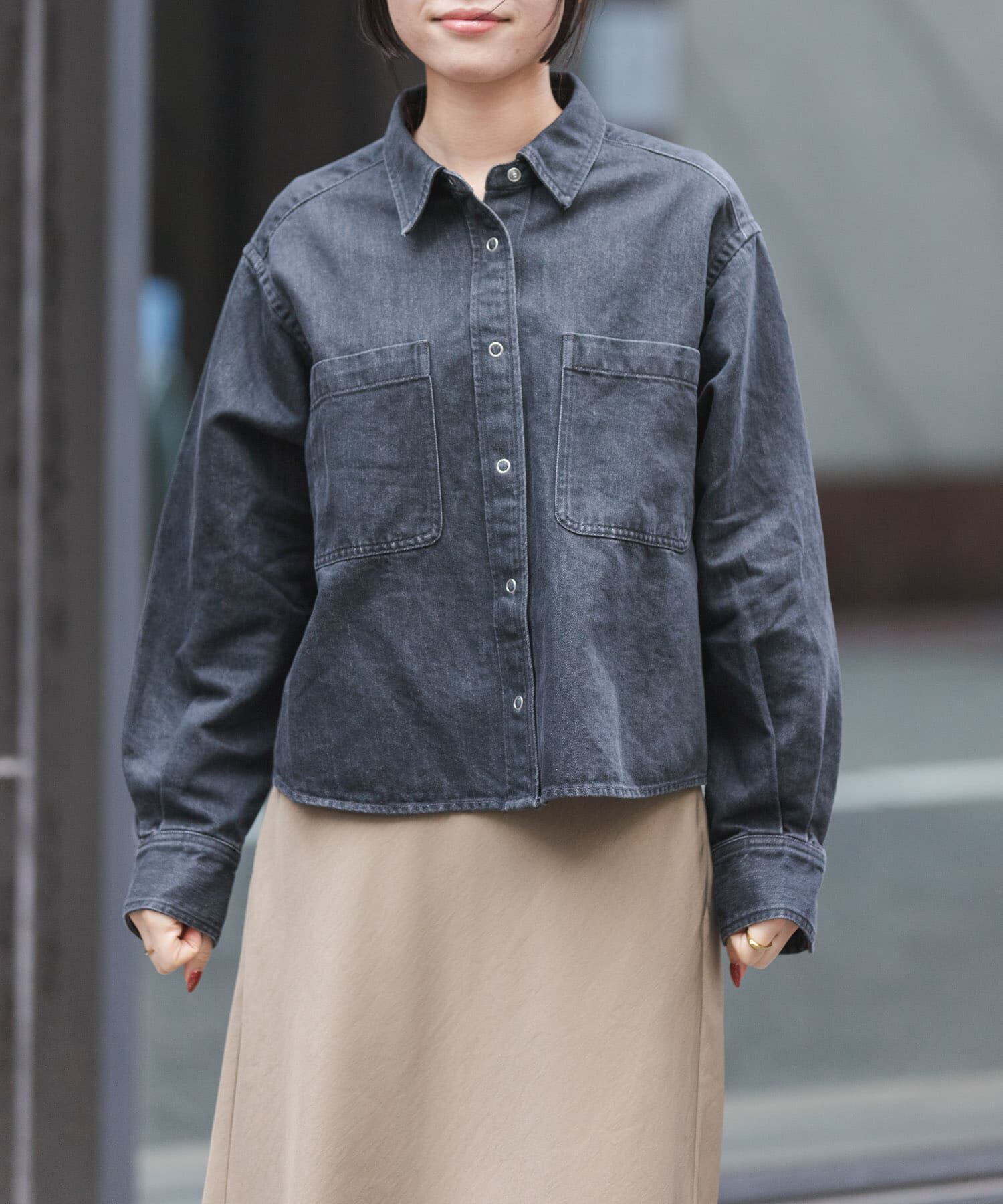 URBAN RESEARCH DOORS「FORK&SPOON　ペーパーブレンドデニムシャツ」|シャツ・ブラウス|