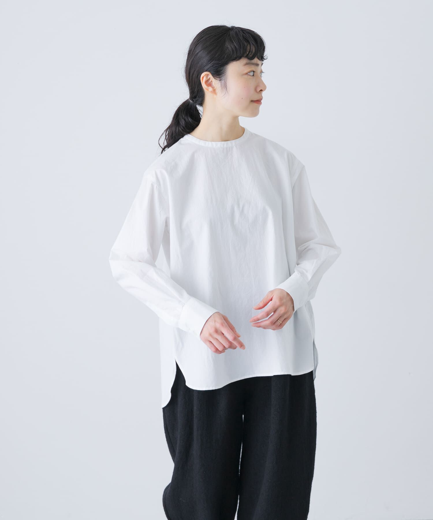 かぐれ「コットンクルーネックプルオーバーシャツ」|シャツ・ブラウス|