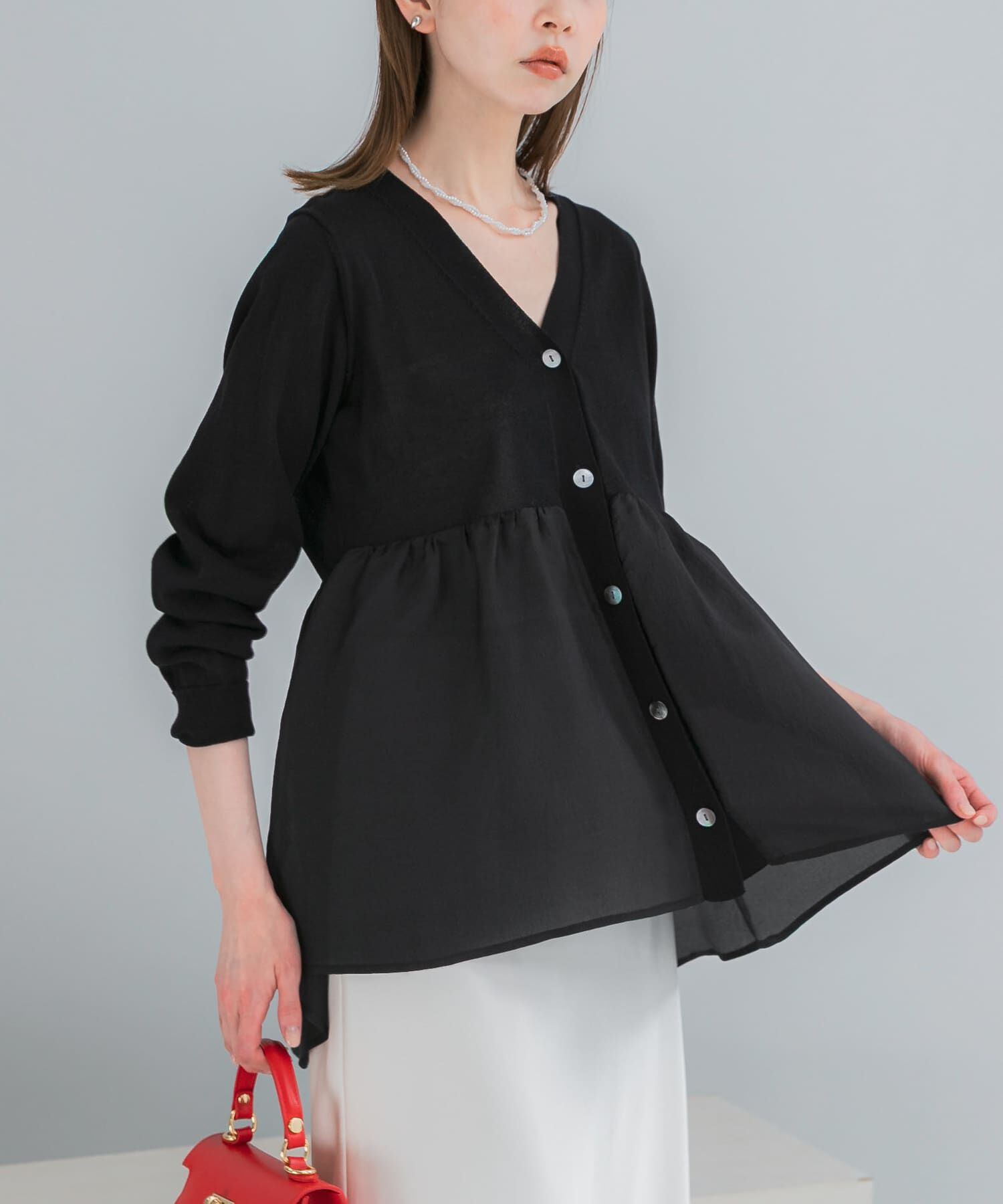 URBAN RESEARCH ROSSO「『WEB限定』ドッキングペプラムカーディガン」|ニット・セーター|