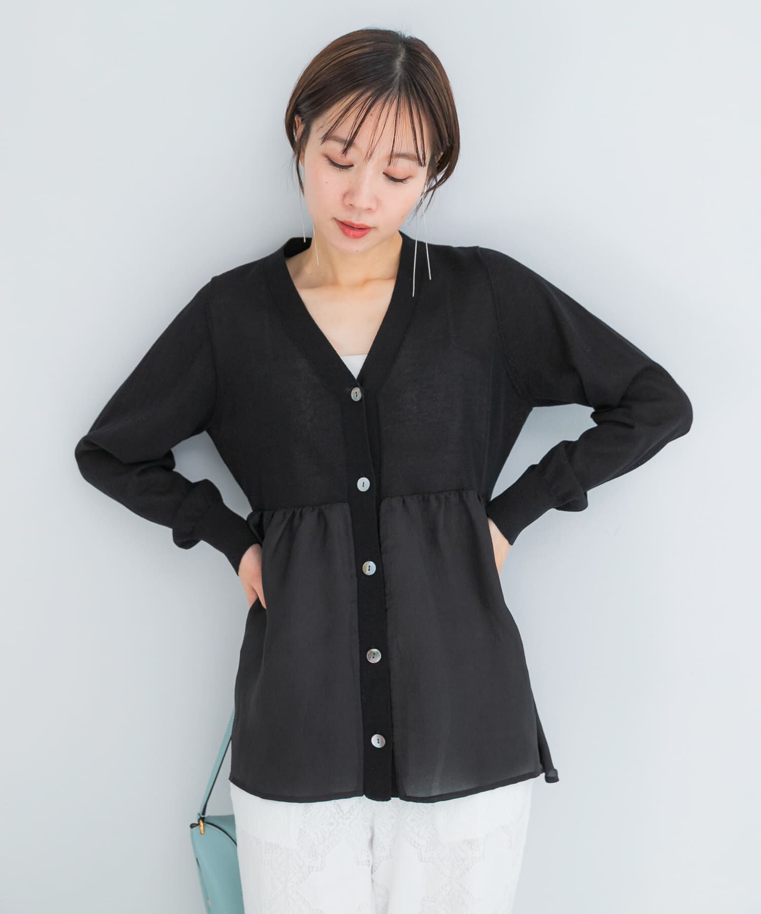 URBAN RESEARCH ROSSO「『WEB限定』ドッキングペプラムカーディガン」|ニット・セーター|