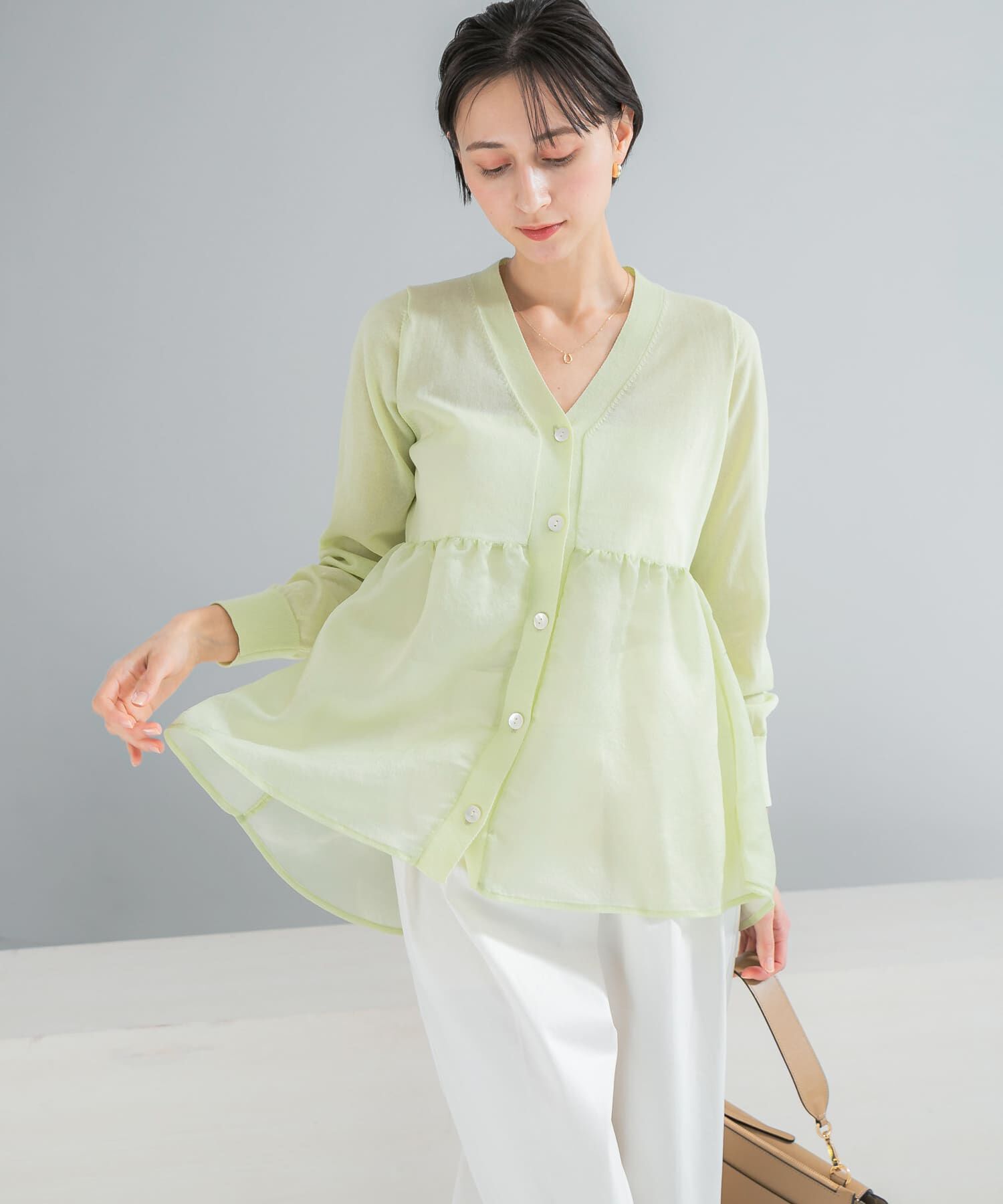 URBAN RESEARCH ROSSO「『WEB限定』ドッキングペプラムカーディガン」|ニット・セーター|