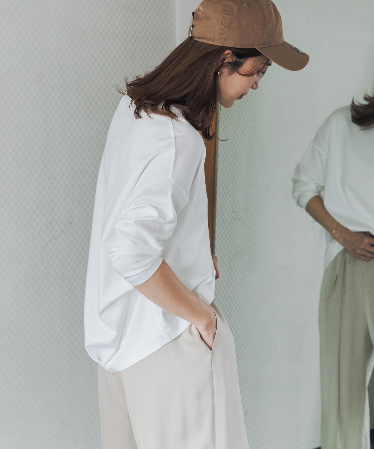 URBAN RESEARCH DOORS「コットンバックタック7分袖プルオーバー」|Tシャツ・カットソー|