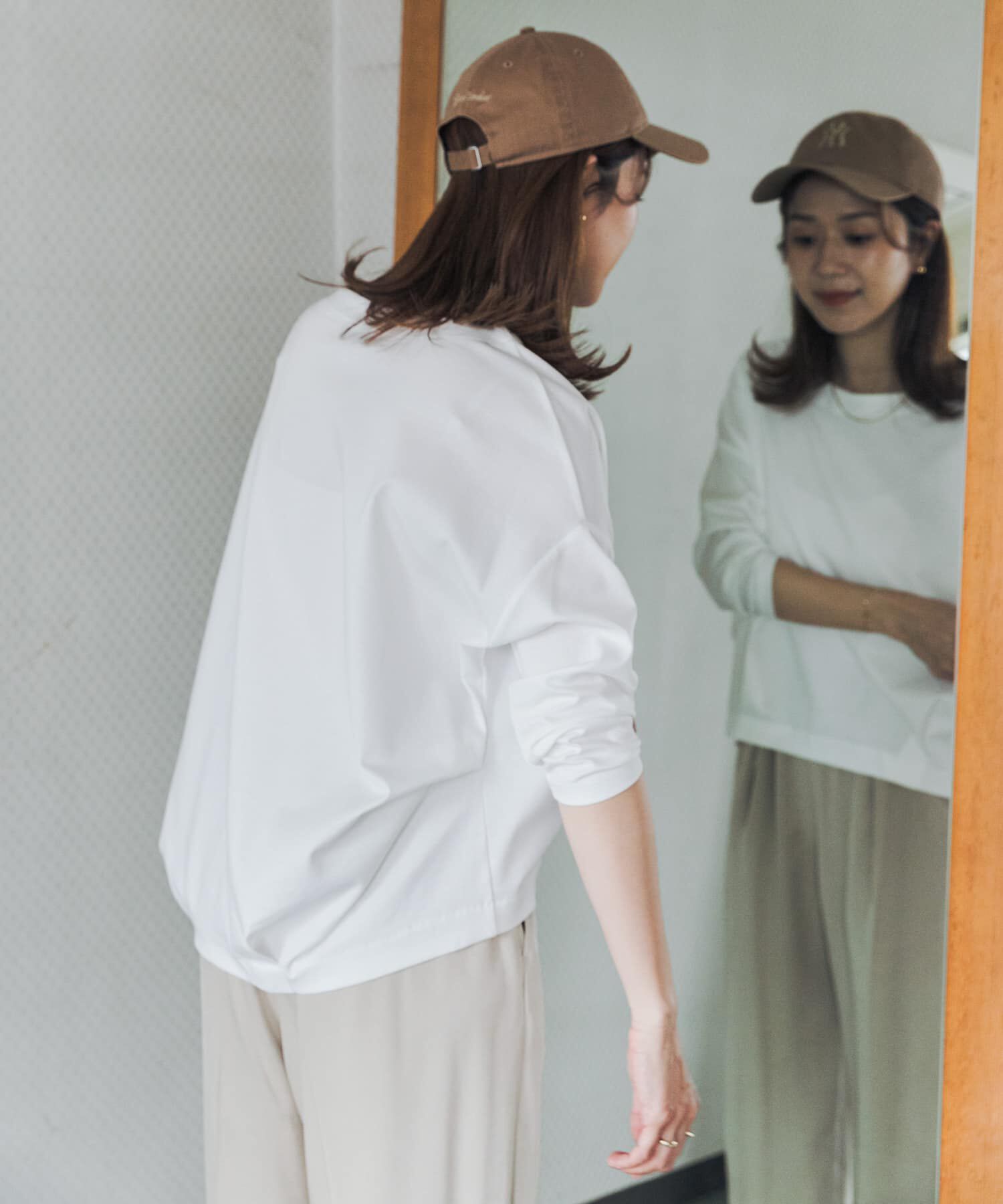 URBAN RESEARCH DOORS「コットンバックタック7分袖プルオーバー」|Tシャツ・カットソー|