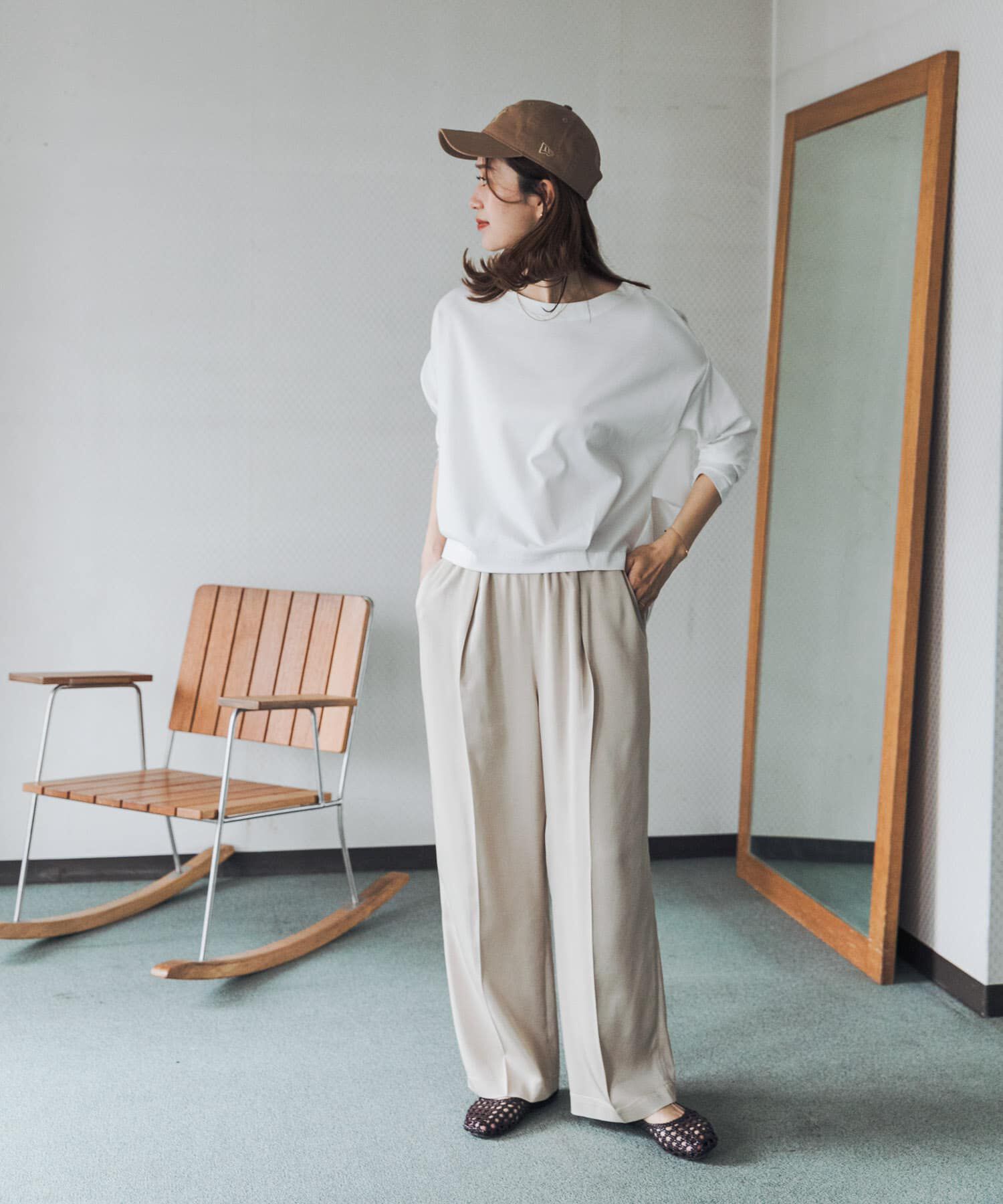 URBAN RESEARCH DOORS「コットンバックタック7分袖プルオーバー」|Tシャツ・カットソー|