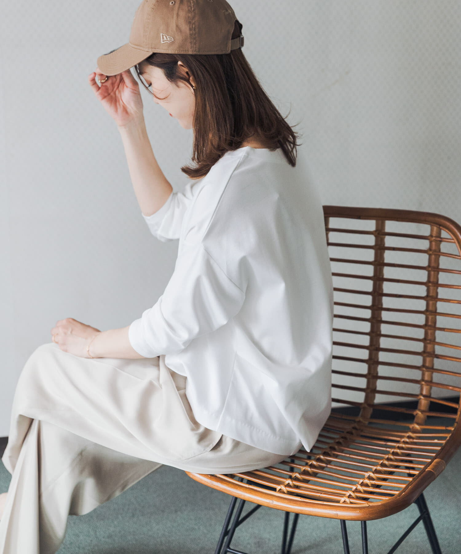 URBAN RESEARCH DOORS「コットンバックタック7分袖プルオーバー」|Tシャツ・カットソー|