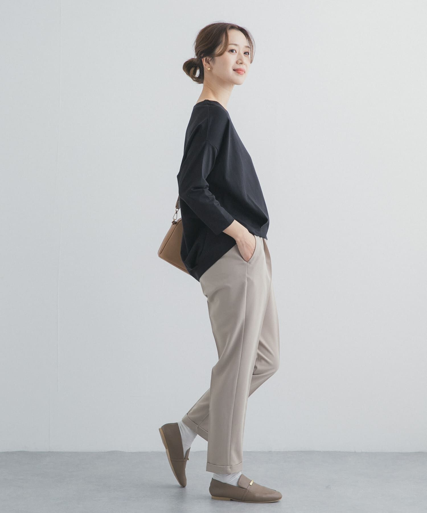 URBAN RESEARCH DOORS「コットンバックタック7分袖プルオーバー」|Tシャツ・カットソー|