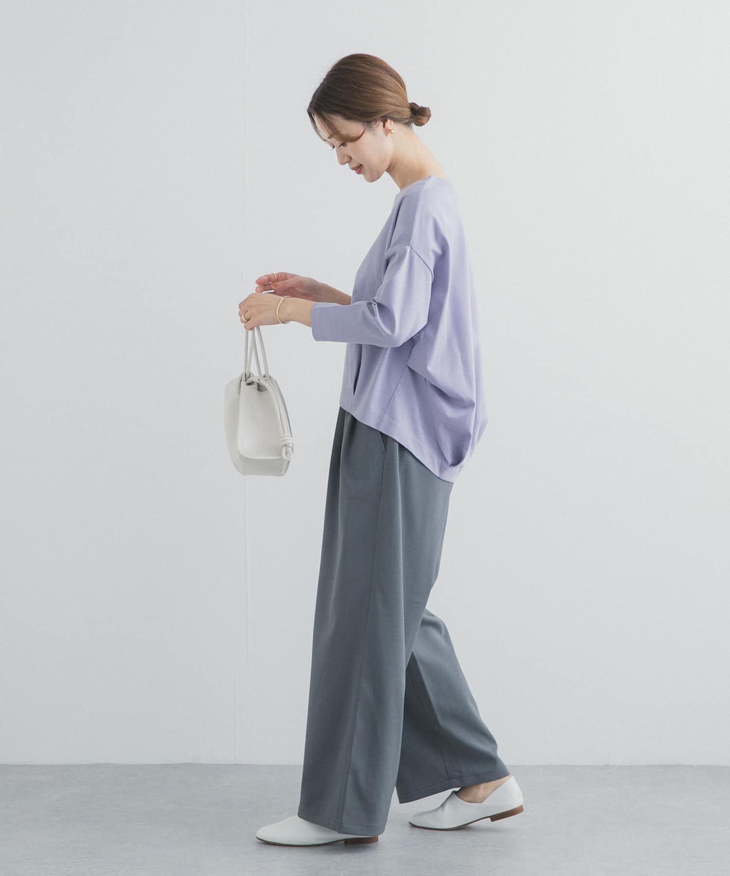 URBAN RESEARCH DOORS「コットンバックタック7分袖プルオーバー」|Tシャツ・カットソー|