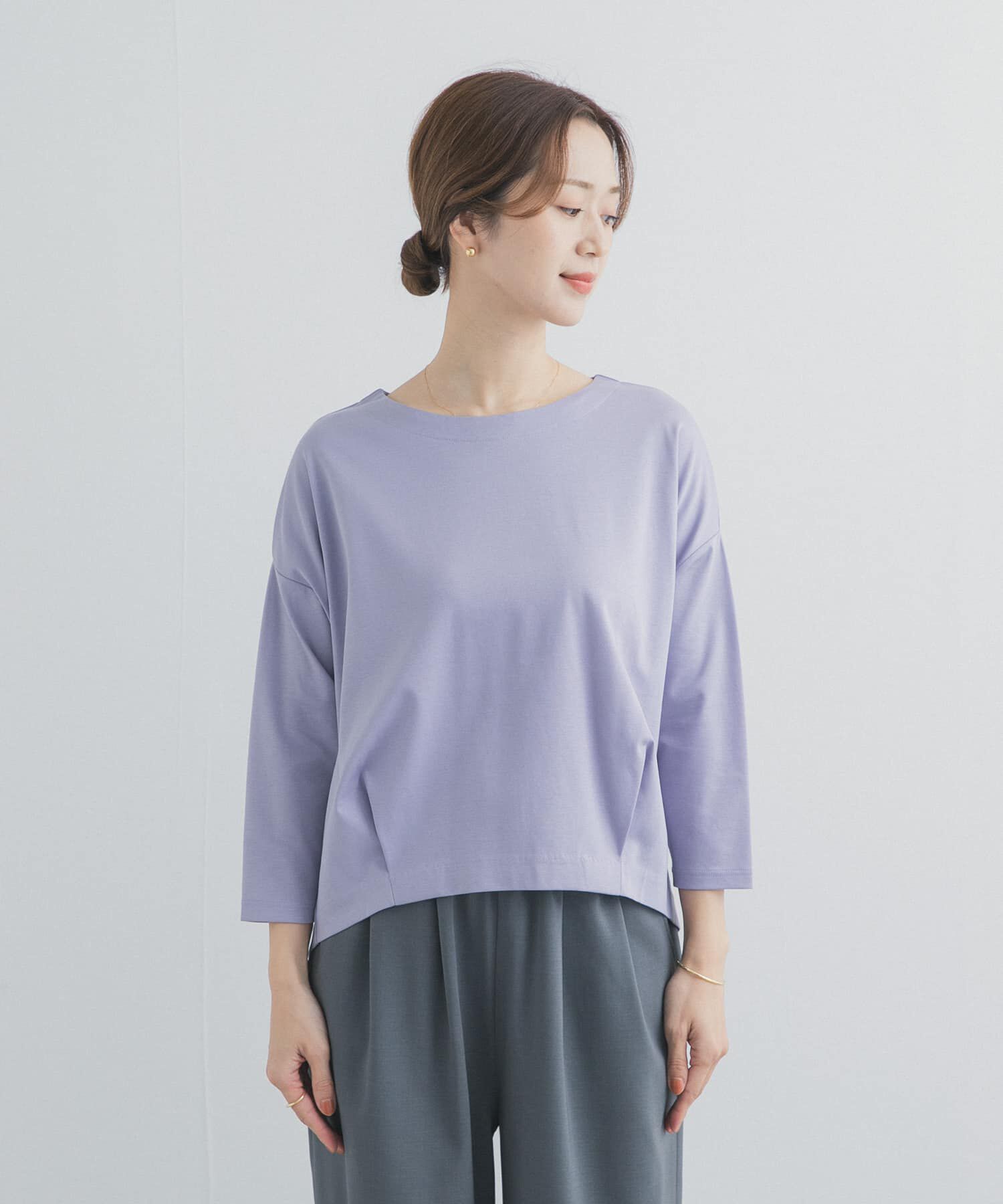 URBAN RESEARCH DOORS「コットンバックタック7分袖プルオーバー」|Tシャツ・カットソー|