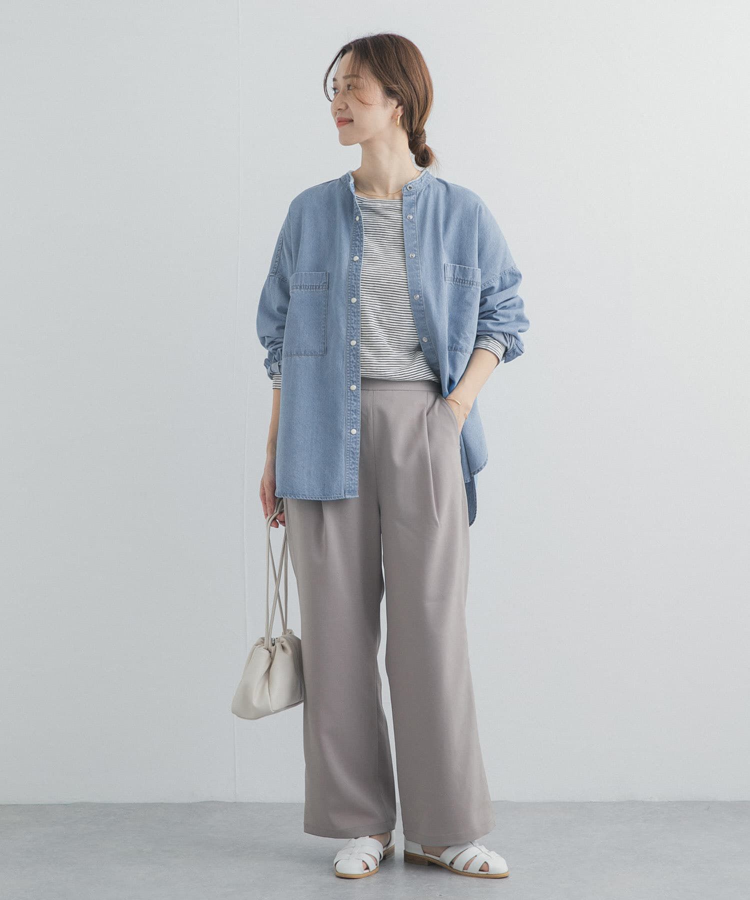 URBAN RESEARCH DOORS「デニムバンドカラーシャツ」|シャツ・ブラウス|