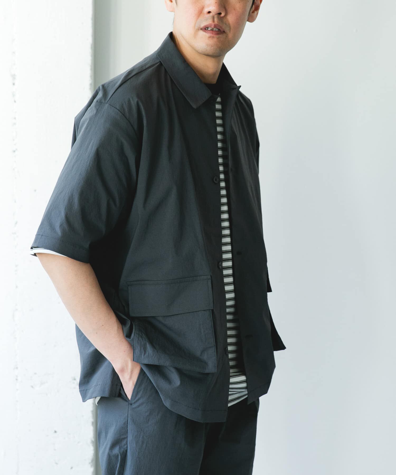 URBAN RESEARCH DOORS「『UVｶｯﾄ/接触冷感/吸水速乾』ｽﾄﾚｯﾁｸﾛｽ ﾋﾞｯｸﾞﾎﾟｹｯﾄ  」|シャツ・ブラウス|