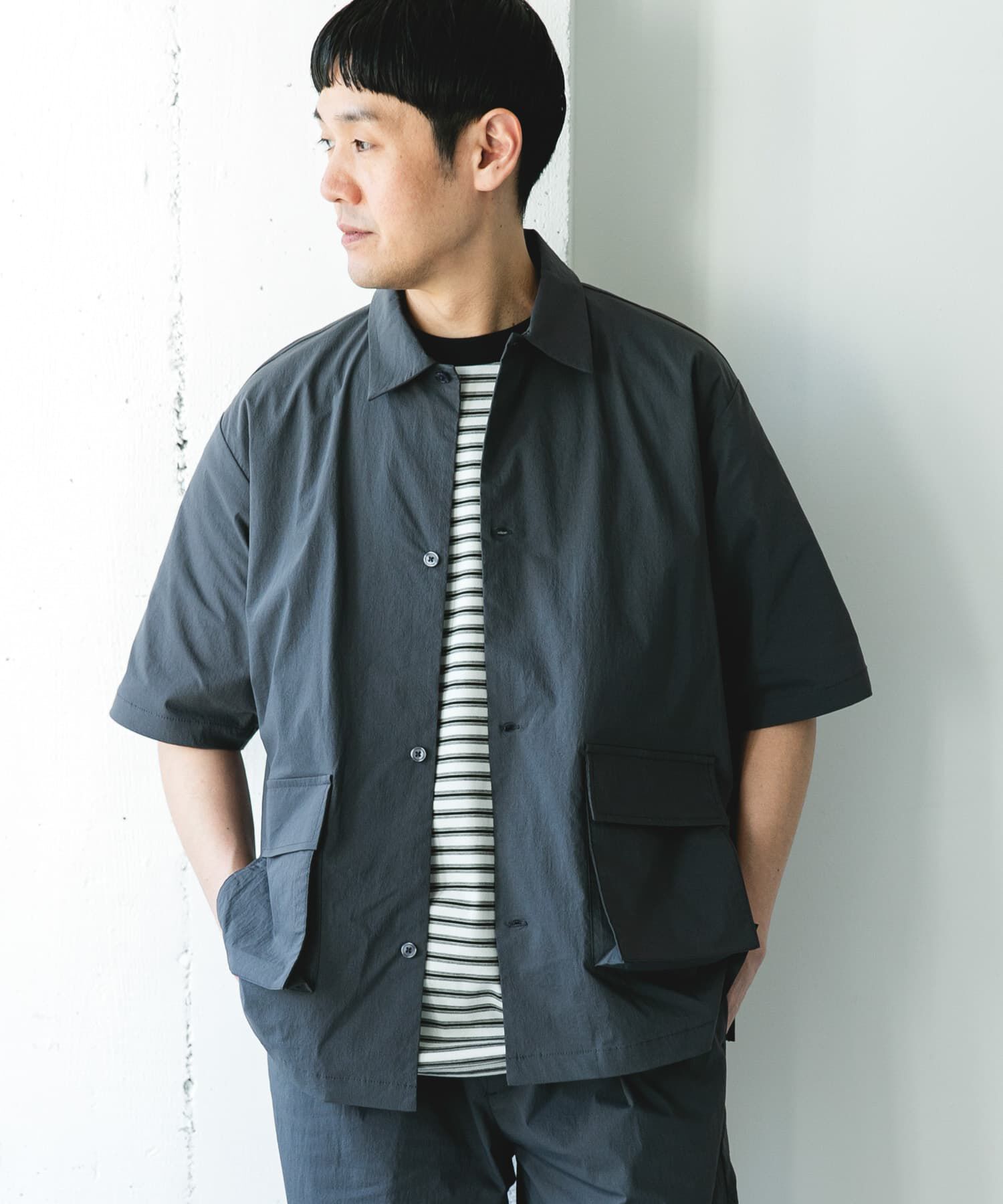 URBAN RESEARCH DOORS「『UVｶｯﾄ/接触冷感/吸水速乾』ｽﾄﾚｯﾁｸﾛｽ ﾋﾞｯｸﾞﾎﾟｹｯﾄ  」|シャツ・ブラウス|