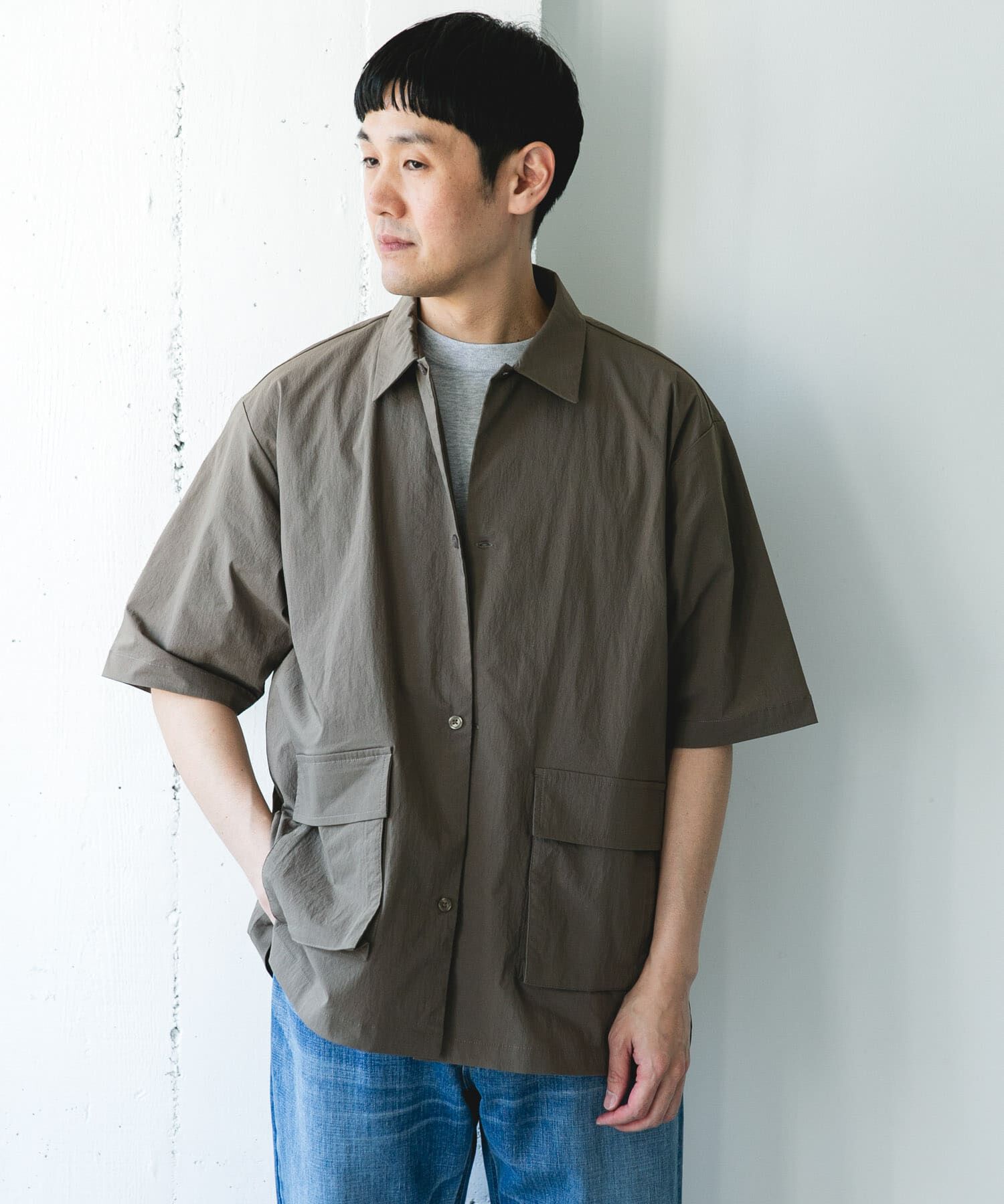 URBAN RESEARCH DOORS「『UVｶｯﾄ/接触冷感/吸水速乾』ｽﾄﾚｯﾁｸﾛｽ ﾋﾞｯｸﾞﾎﾟｹｯﾄ  」|シャツ・ブラウス|