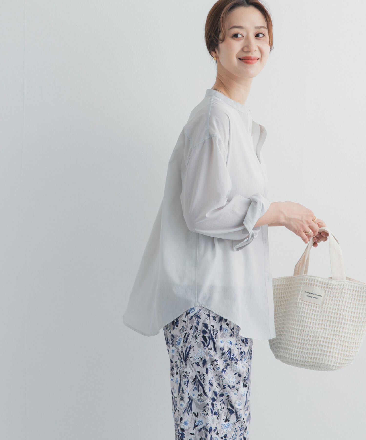 URBAN RESEARCH DOORS「『UR TECH』バンドカラーシャツ」|シャツ・ブラウス|